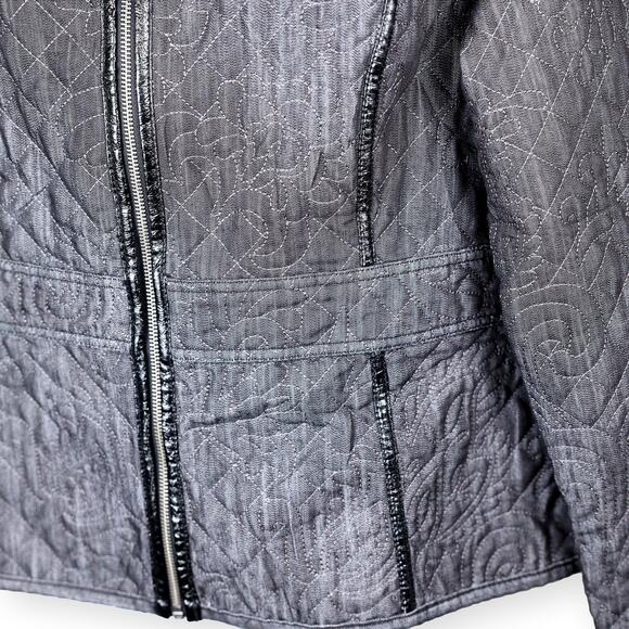 Chico's Charcoal Denim Quilted Zip Up Women's Jacket 16 - Picture 9 of 9